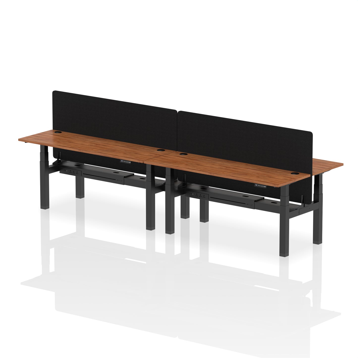 Air Back-to-Back Slimline Height Adjustable Bench Desk - 4 Person with Black Straight Screen