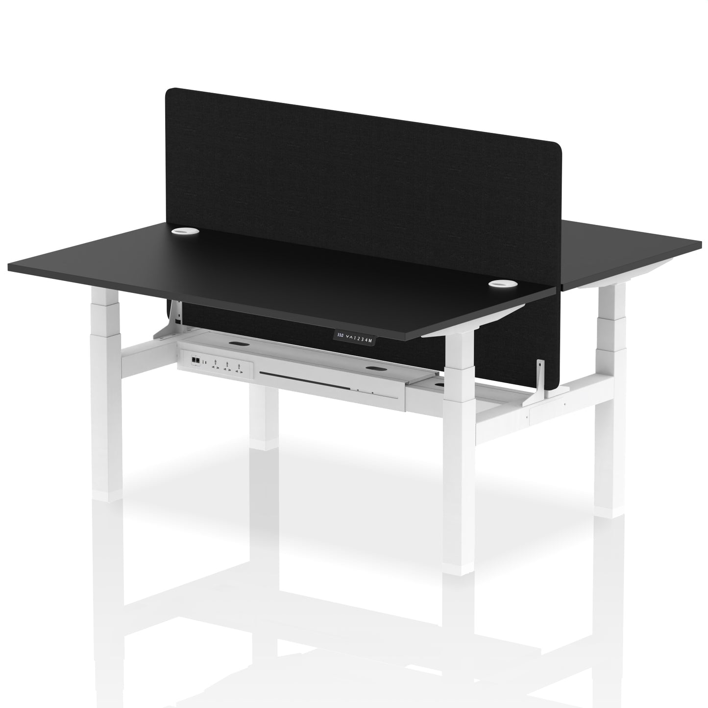 Air Back-to-Back Height Adjustable Bench Desk - 2 Person with Black Straight Screen