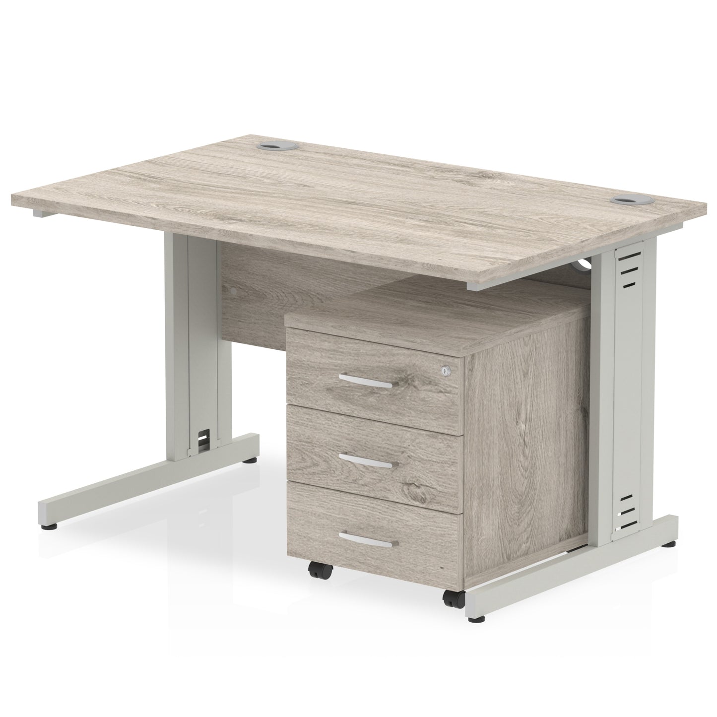 Impulse 1200mm Cable Managed Straight Desk With Mobile Pedestal