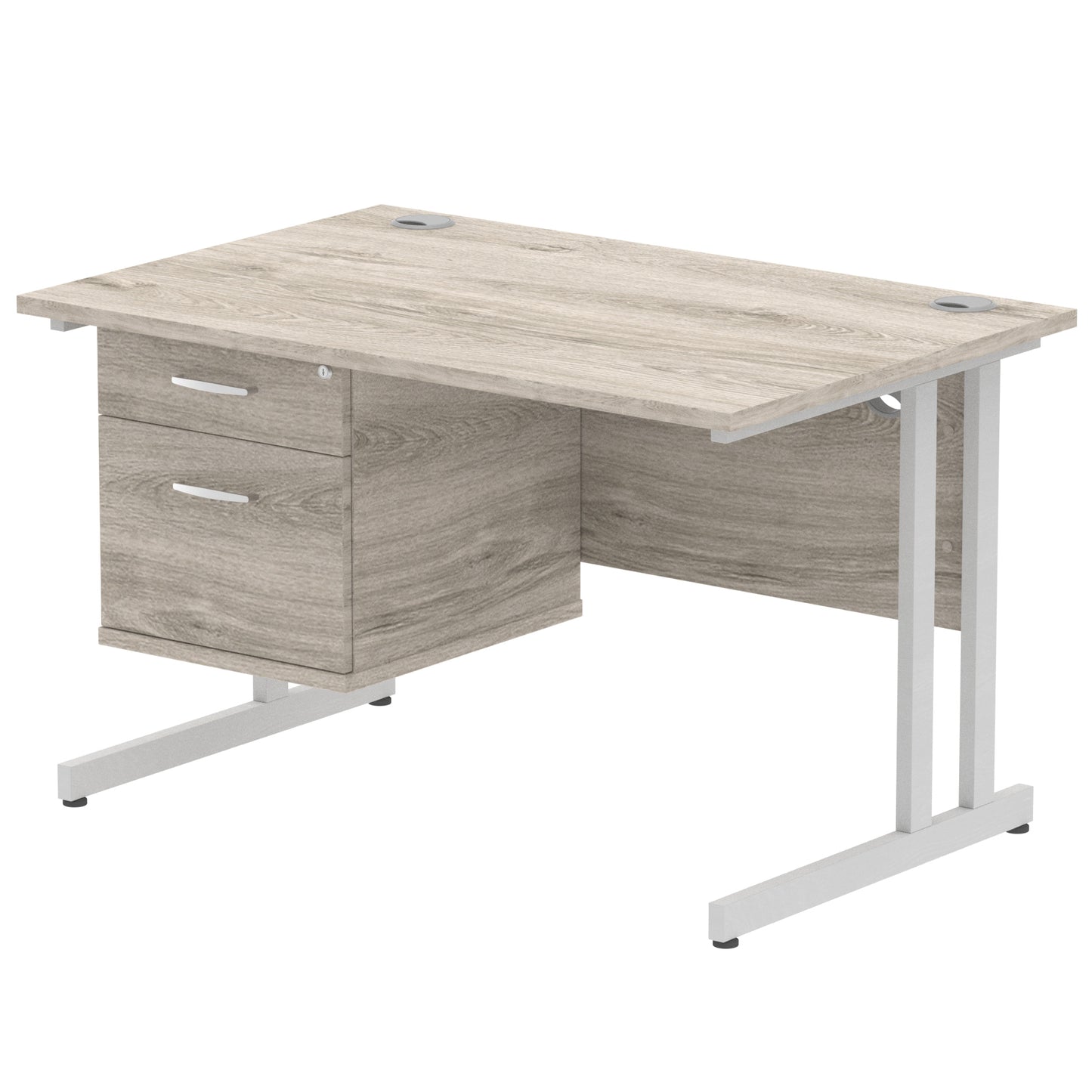 Impulse 1200mm Cantilever Straight Desk With Single Fixed Pedestal