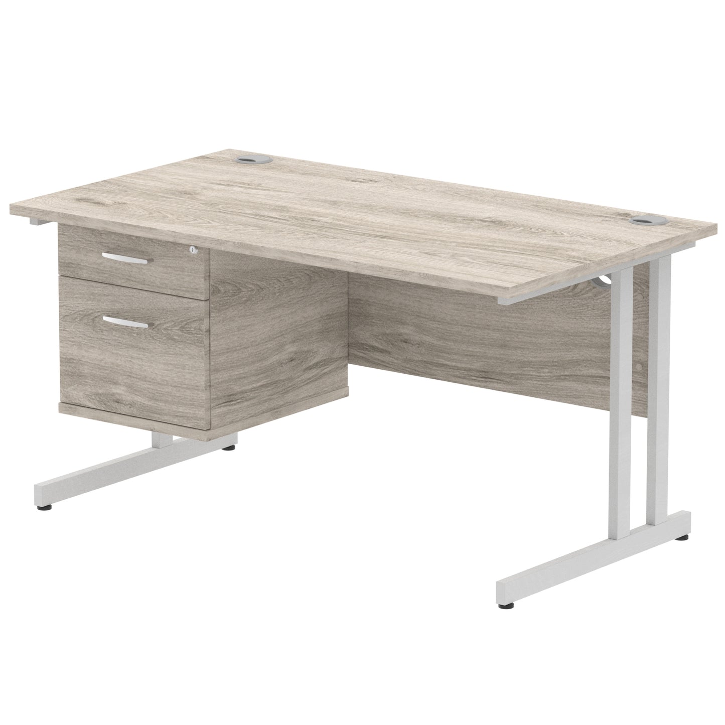 Impulse 1400mm Cantilever Straight Desk With Single Fixed Pedestal