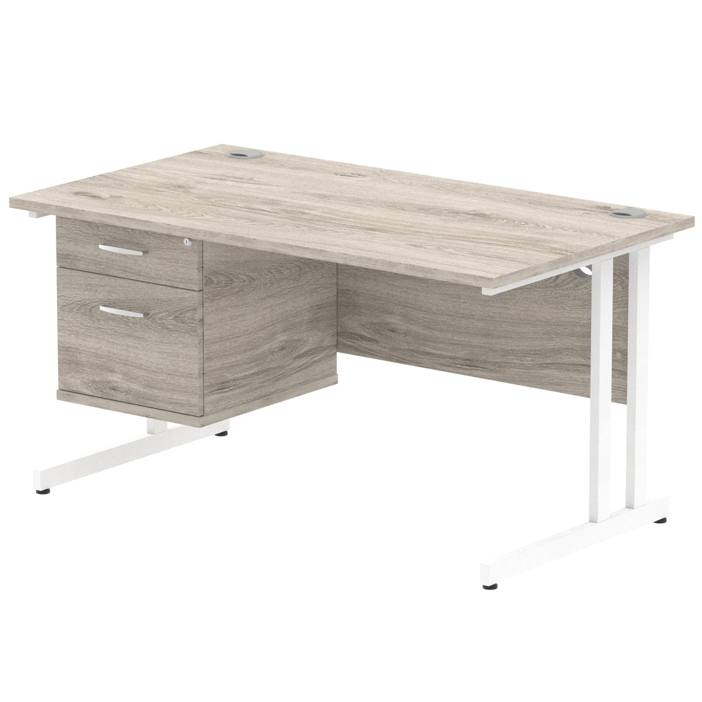 Impulse 1400mm Cantilever Straight Desk With Single Fixed Pedestal