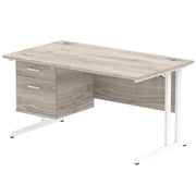 Impulse 1400mm Cantilever Straight Desk With Single Fixed Pedestal