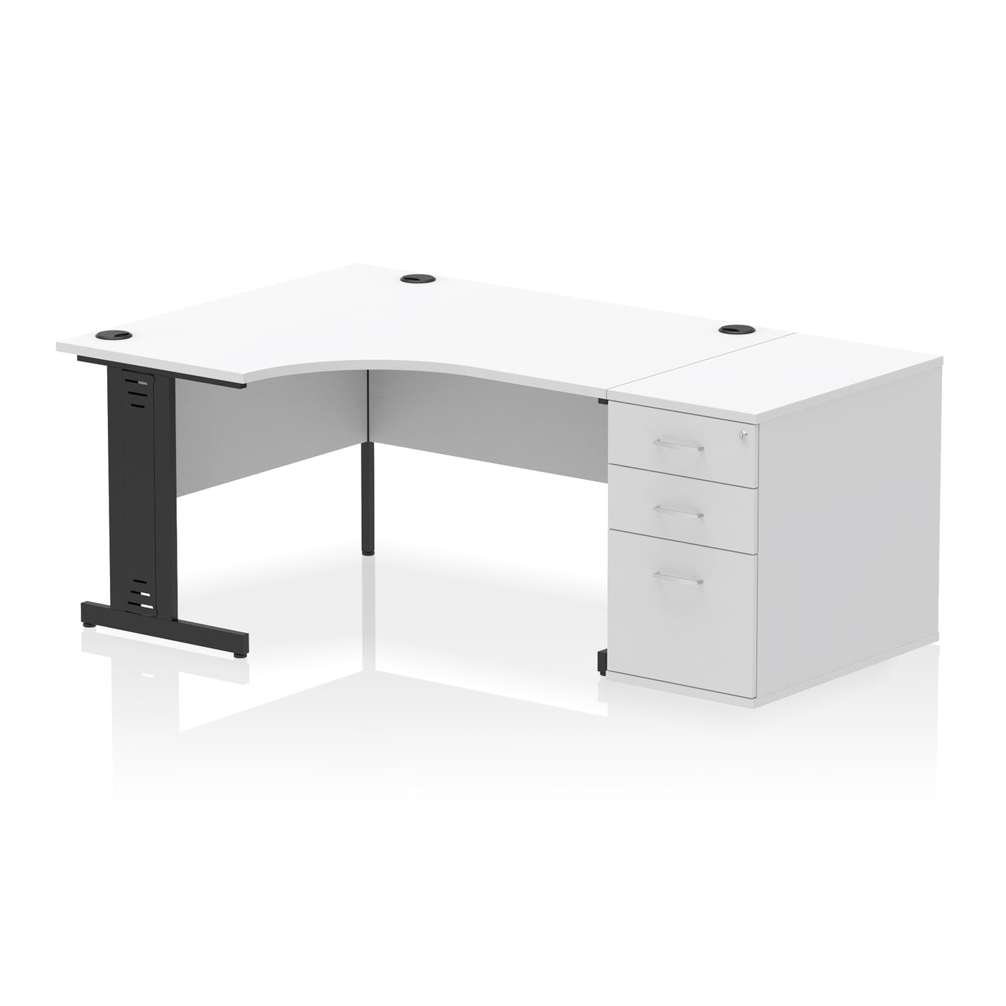 Impulse 1400mm Cable Managed Left Crescent Desk Workstation