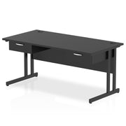 Impulse Cantilever Straight Desk Black Frame With Two One Drawer Fixed Pedestals
