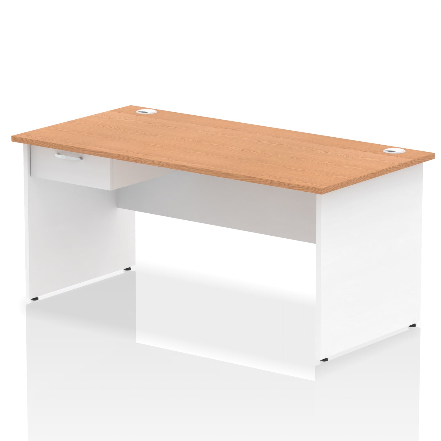 Impulse Panel End Straight Desk Frame With Single One Drawer Fixed Pedestal
