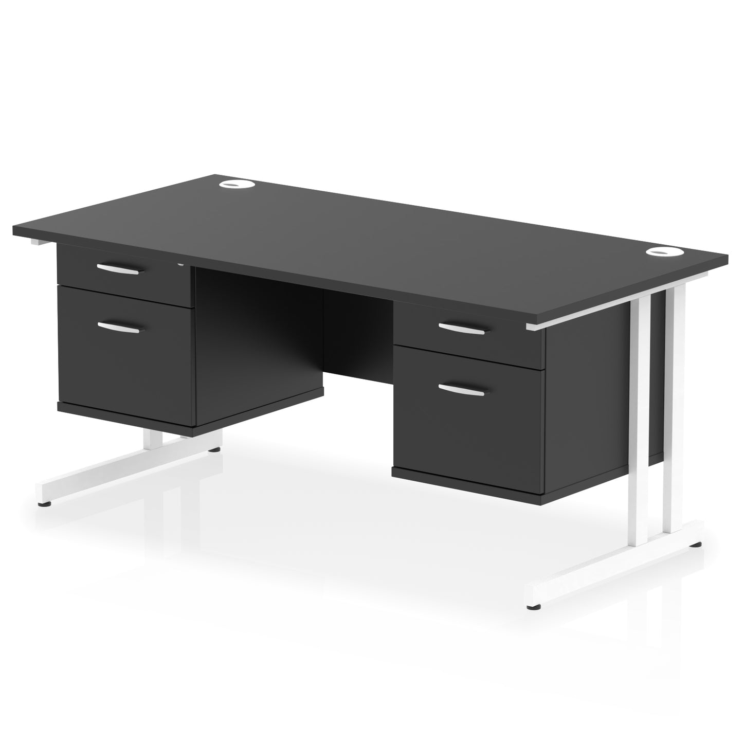 Impulse 1600mm Cantilever Straight Desk With Two Fixed Pedestal