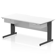 Impulse Scalloped Edge Cable Managed Straight Desk With Two One Drawer Fixed Pedestals