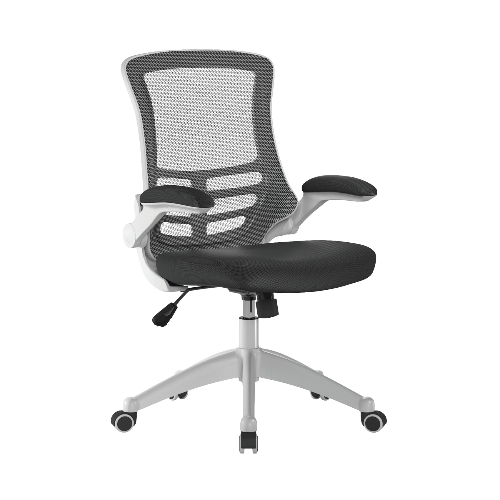 Luna Designer Mesh Back Chair with White Frame and Convenient Folding Arms