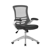 Luna Designer Mesh Back Chair with White Frame and Convenient Folding Arms