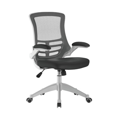 Luna Designer Mesh Back Chair with White Frame and Convenient Folding Arms