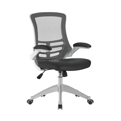 Luna - Designer Mesh Back Chair with White Frame and Convenient Folding Arms