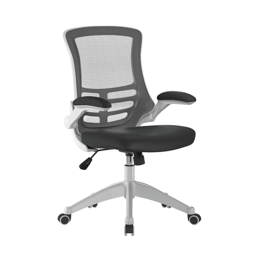 Luna - Designer Mesh Back Chair with White Frame and Convenient Folding Arms