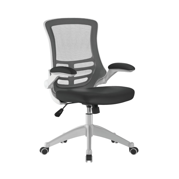 Luna Designer Mesh Back Chair with White Frame and Convenient Folding Arms
