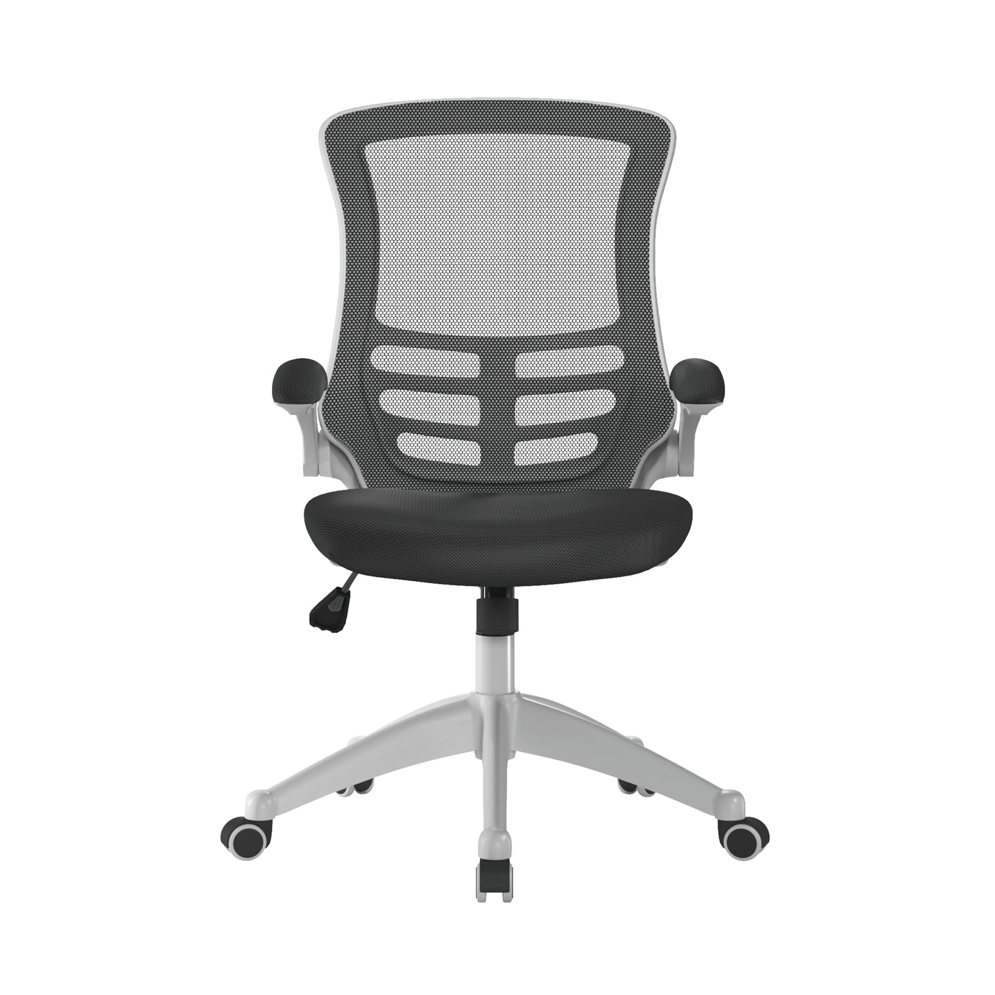 Luna - Designer Mesh Back Chair with White Frame and Convenient Folding Arms