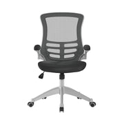 Luna Designer Mesh Back Chair with White Frame and Convenient Folding Arms