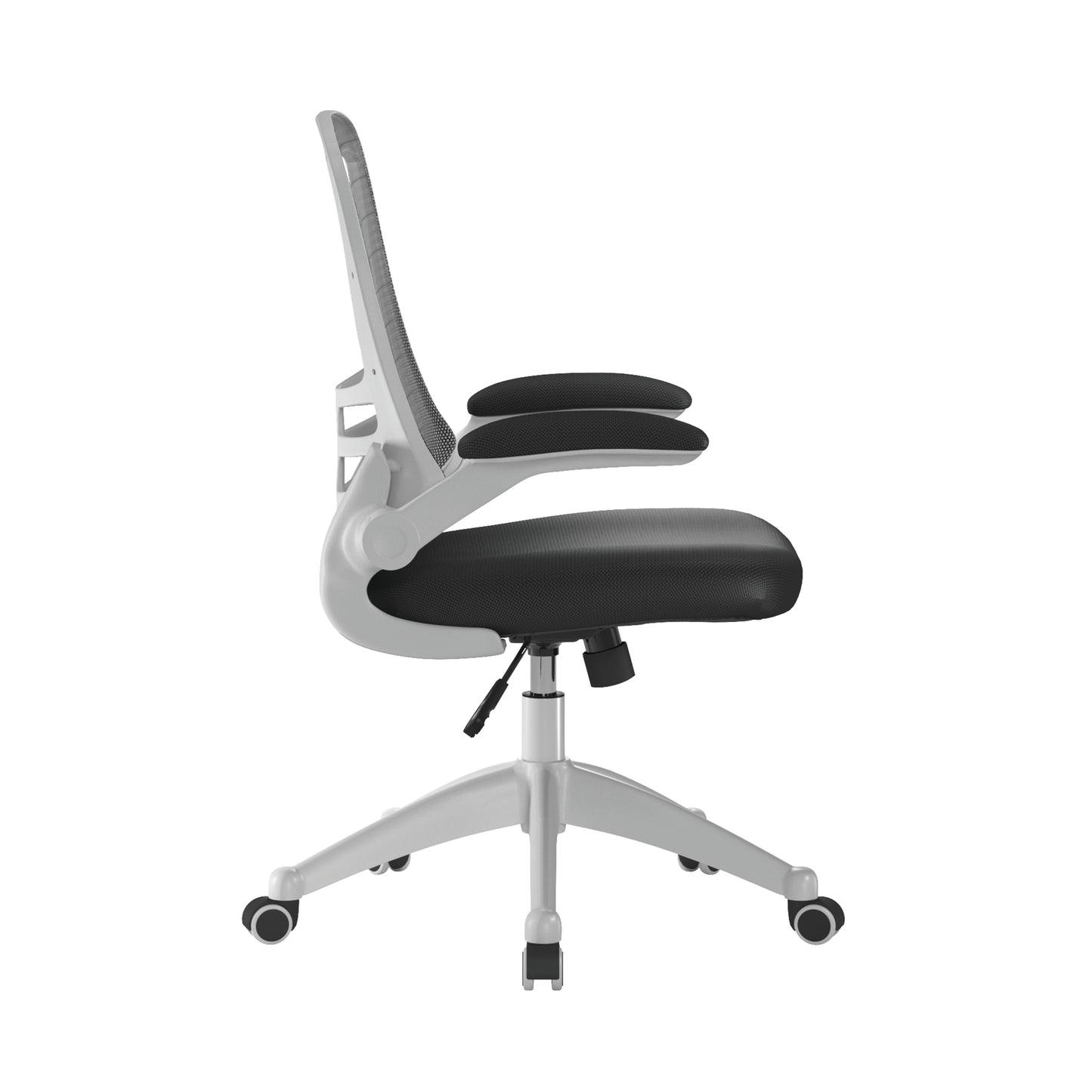 Luna - Designer Mesh Back Chair with White Frame and Convenient Folding Arms