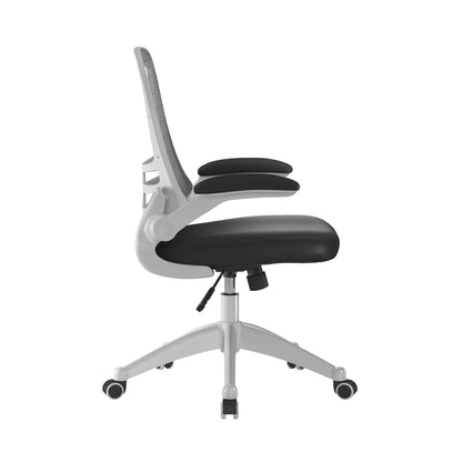 Luna - Designer Mesh Back Chair with White Frame and Convenient Folding Arms