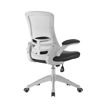 Luna - Designer Mesh Back Chair with White Frame and Convenient Folding Arms