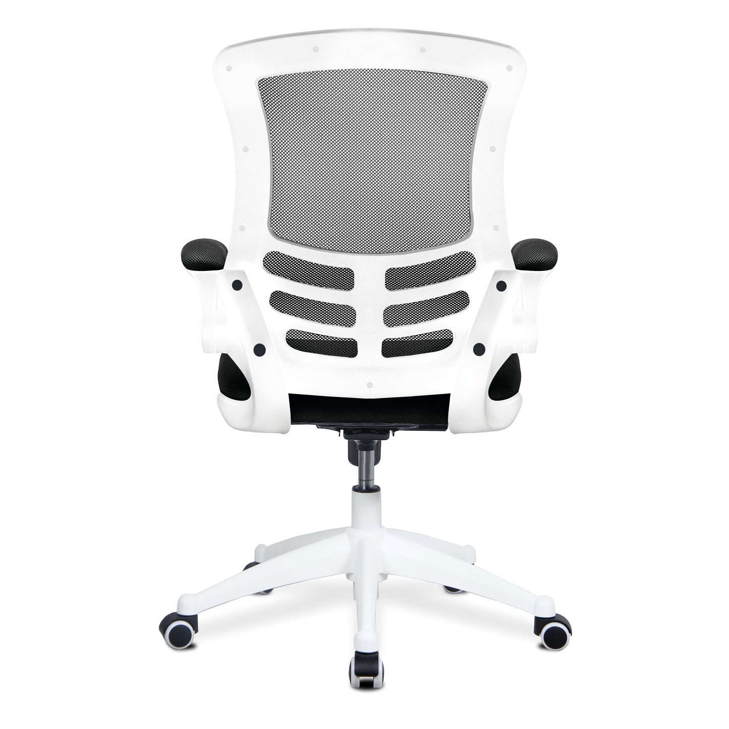 Luna - Designer Mesh Back Chair with White Frame and Convenient Folding Arms