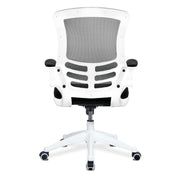 Luna Designer Mesh Back Chair with White Frame and Convenient Folding Arms