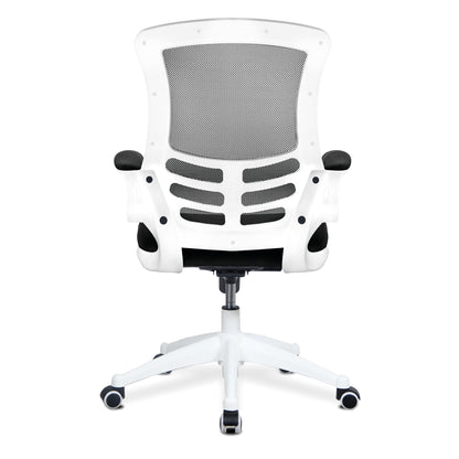 Luna - Designer Mesh Back Chair with White Frame and Convenient Folding Arms