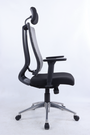 BELLAMY High-Back Ergonomic Office Chair with Headrest | Grey Mesh Executive Chair with Aluminium Base | 2026 Advanced Tilt & Lock Posture Chair