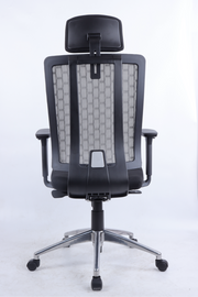 BELLAMY High-Back Ergonomic Office Chair with Headrest | Grey Mesh Executive Chair with Aluminium Base | 2026 Advanced Tilt & Lock Posture Chair