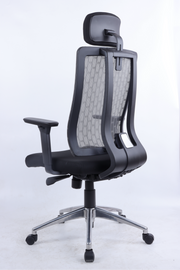 BELLAMY High-Back Ergonomic Office Chair with Headrest | Grey Mesh Executive Chair with Aluminium Base | 2026 Advanced Tilt & Lock Posture Chair