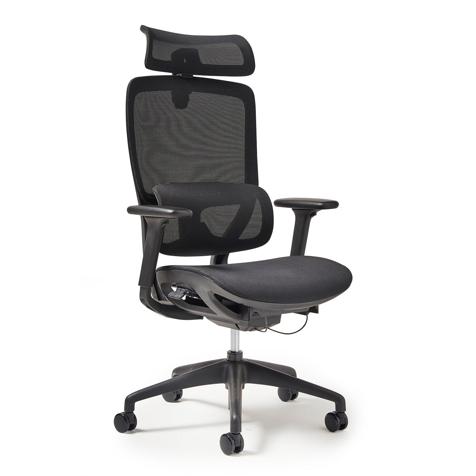 High back executive mesh task chair with integrated head rest