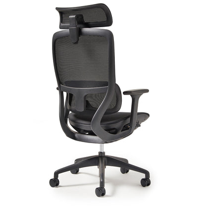 High back executive mesh task chair with integrated head rest