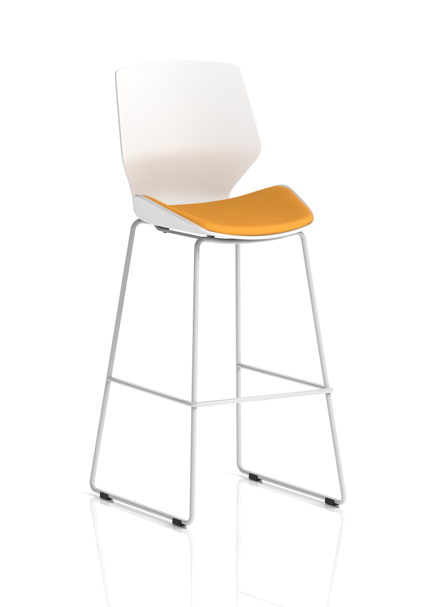 Florence White Frame Fabric Seat High Stool Chair