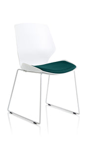 Florence Sled White Frame Fabric Seat Visitor Chair