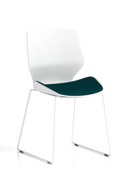 Florence Sled White Frame Fabric Seat Visitor Chair