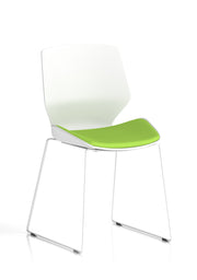 Florence Sled White Frame Fabric Seat Visitor Chair