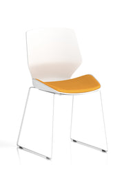 Florence Sled White Frame Fabric Seat Visitor Chair