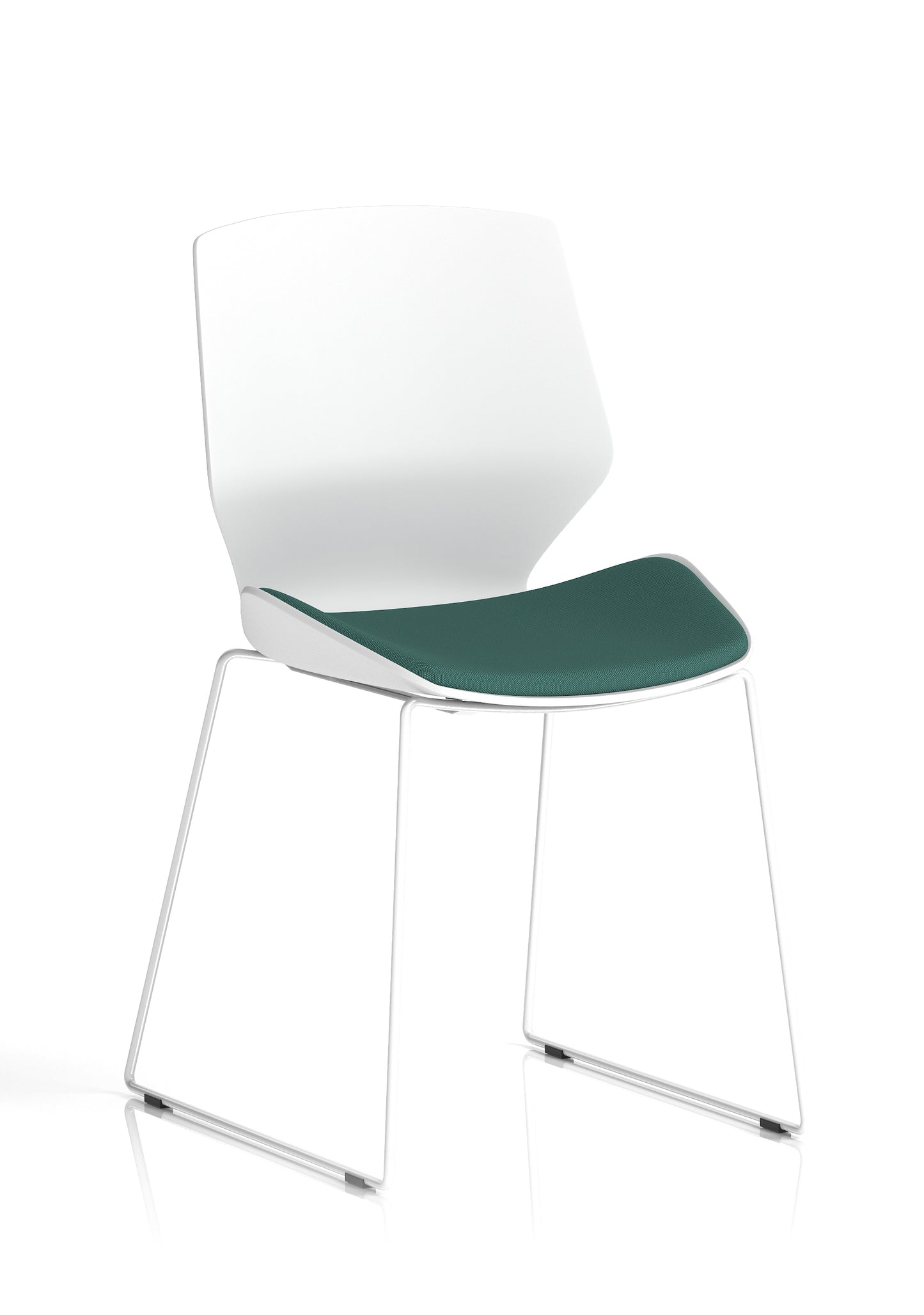 Florence Sled White Frame Fabric Seat Visitor Chair