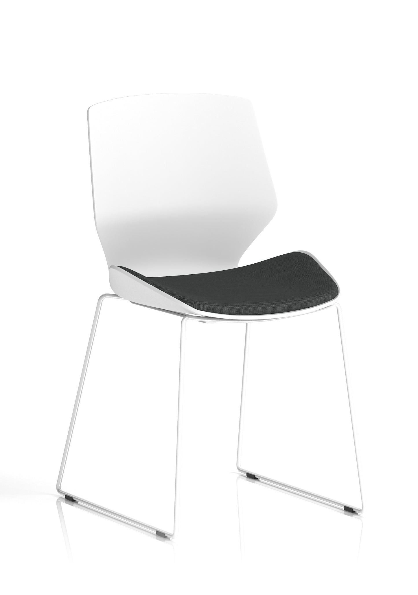 Florence Sled White Frame Fabric Seat Visitor Chair