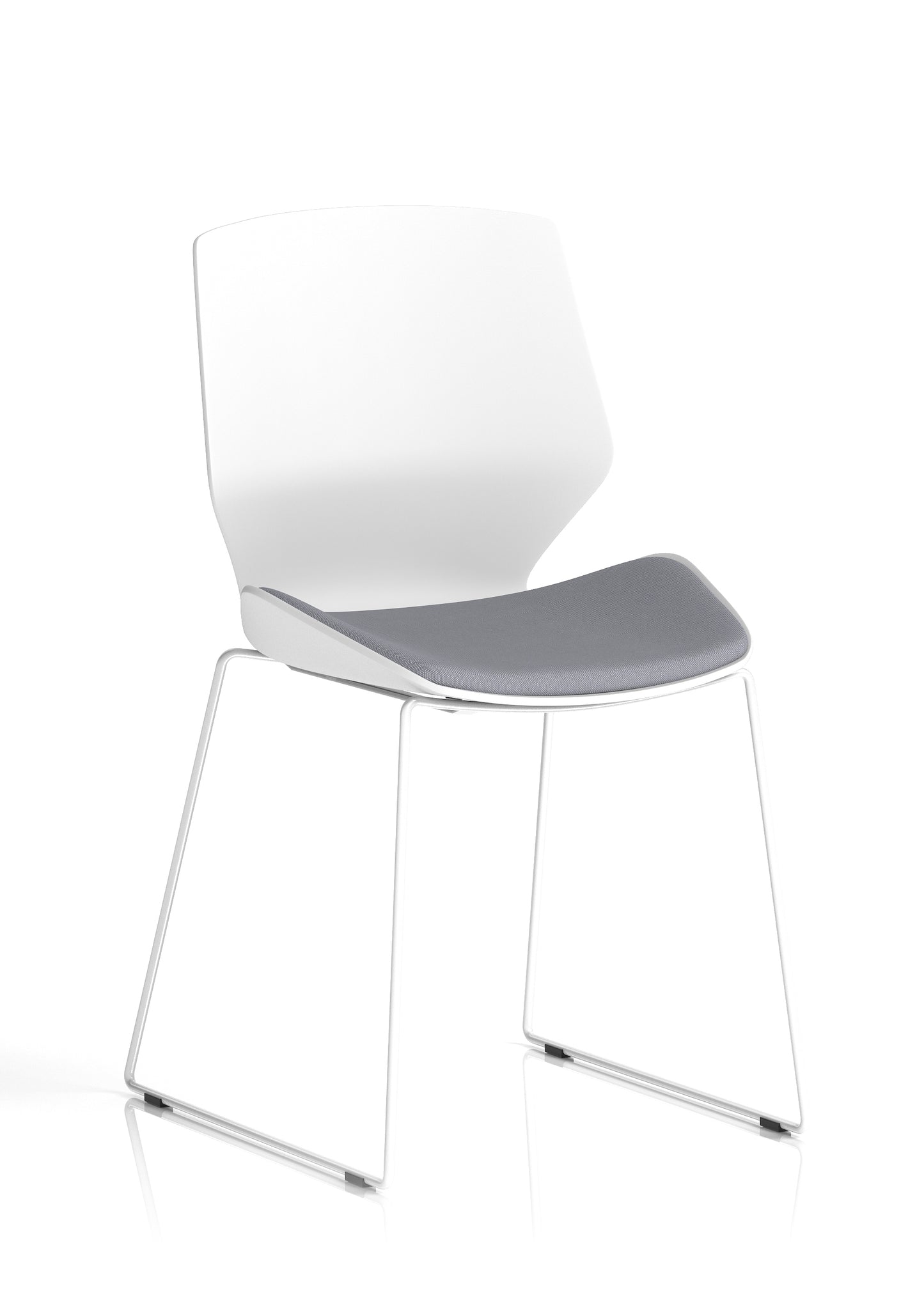 Florence Sled White Frame Fabric Seat Visitor Chair