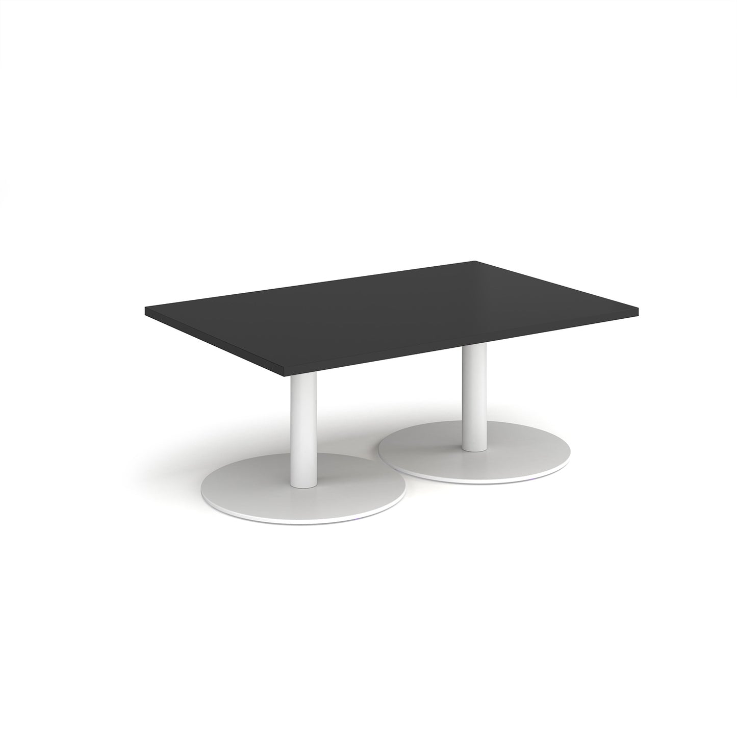 Monza rectangular coffee table with flat round bases - MCR1200-WH-BK