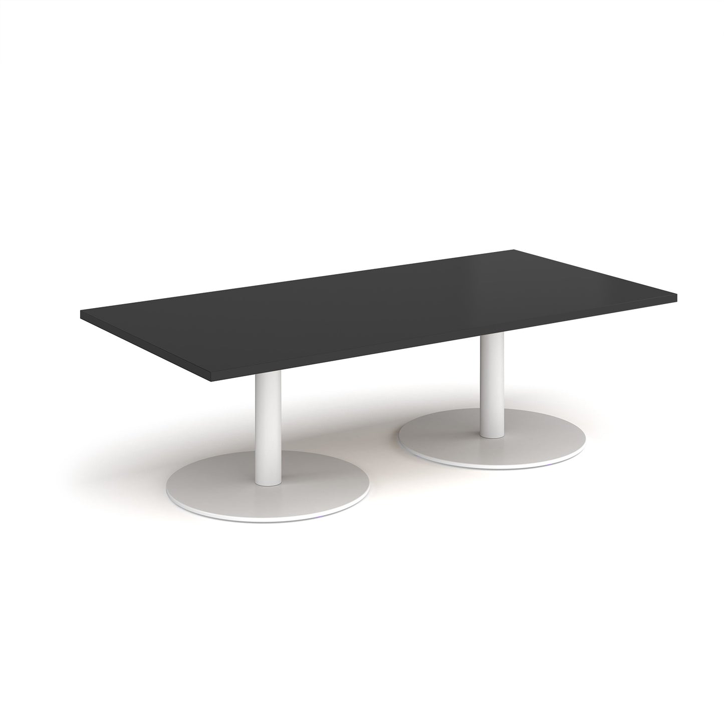 Monza rectangular coffee table with flat round bases - MCR1600-WH-BK