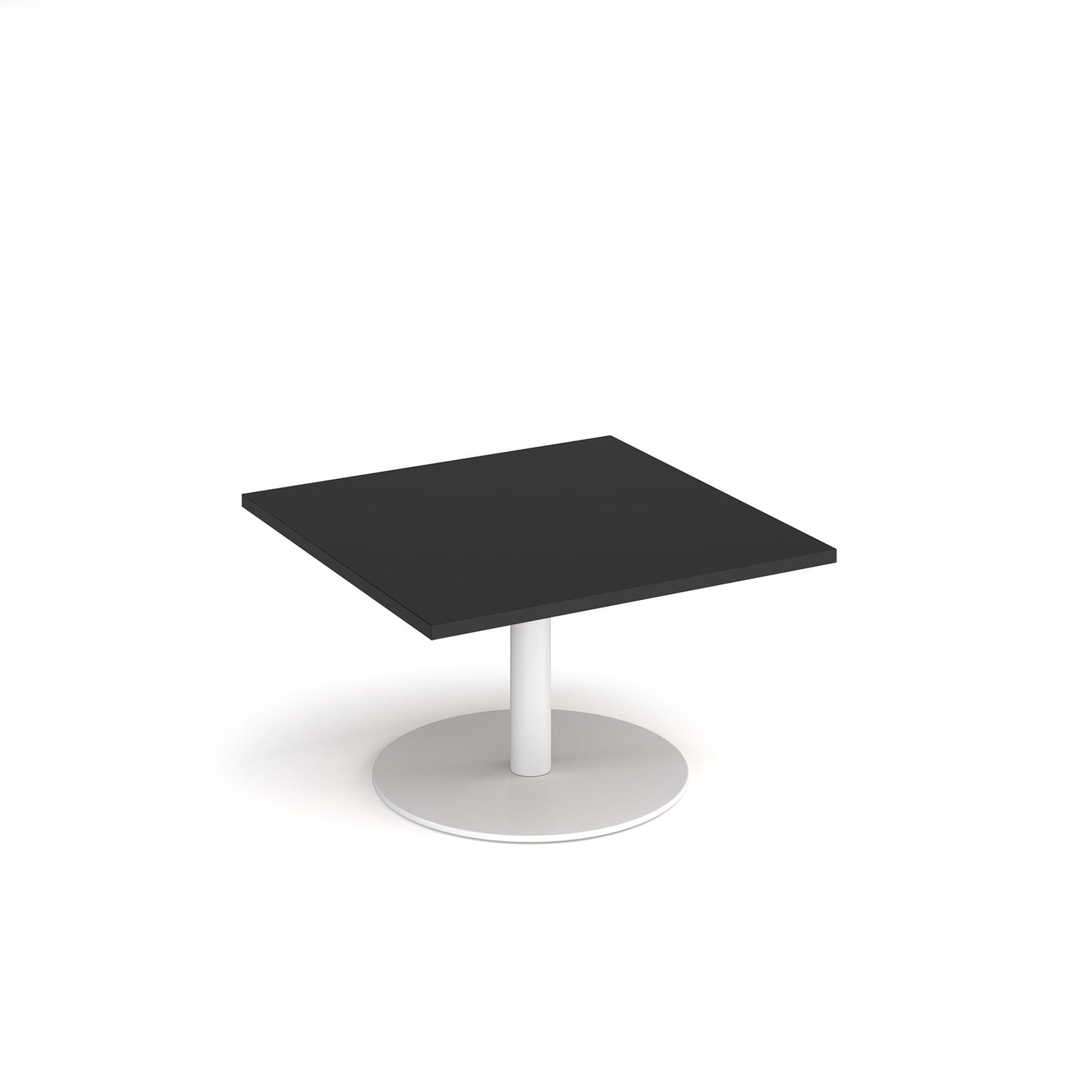 Monza square coffee table with flat round base - MCS800-WH-BK