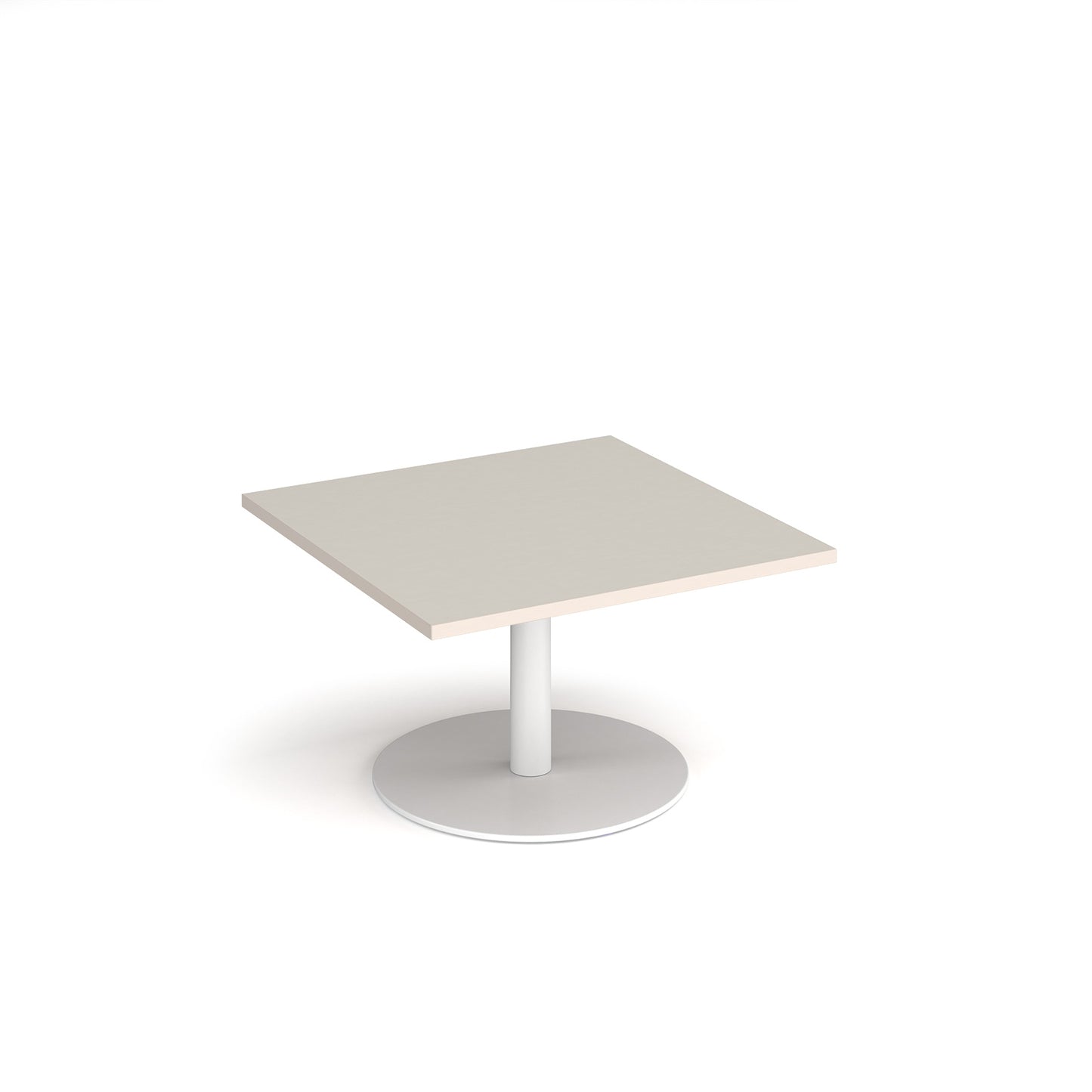 Monza square coffee table with flat round base - MCS800-WH-LG