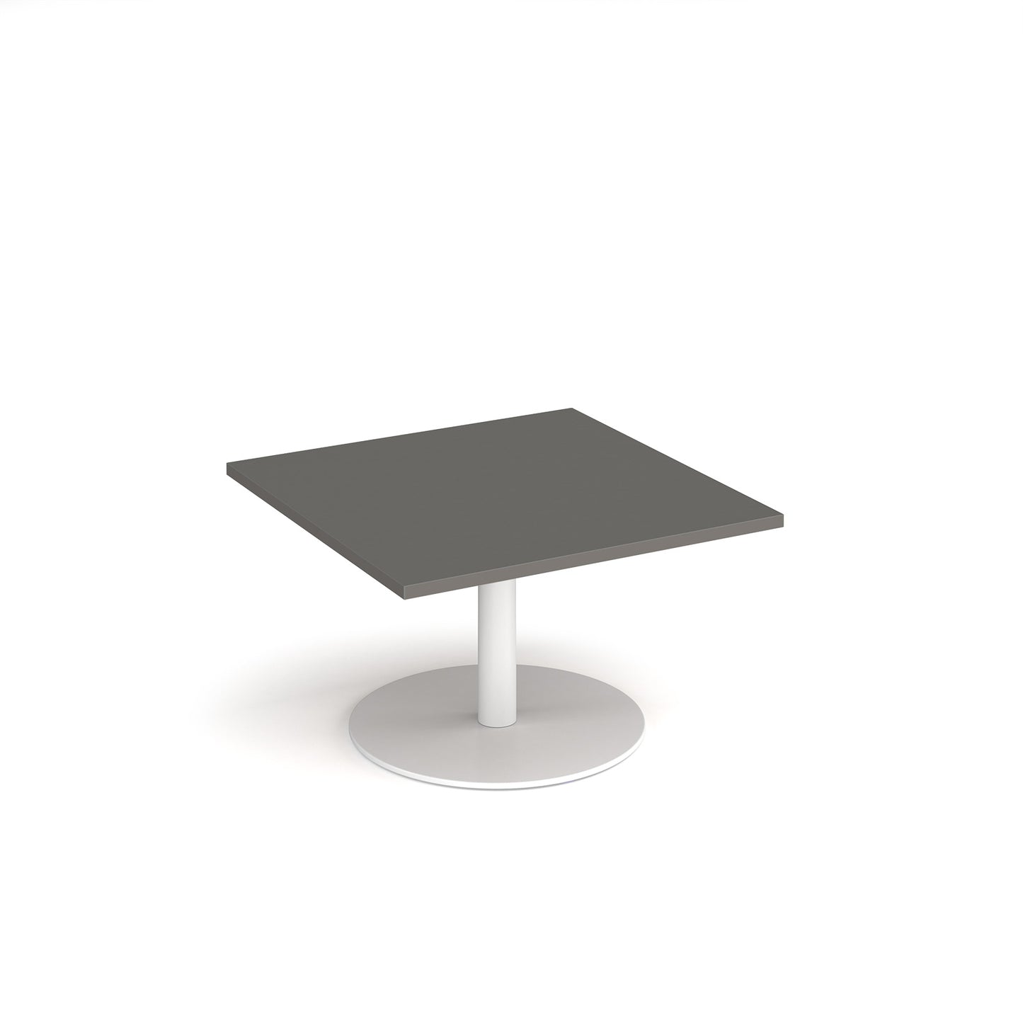 Monza square coffee table with flat round base - MCS800-WH-OG