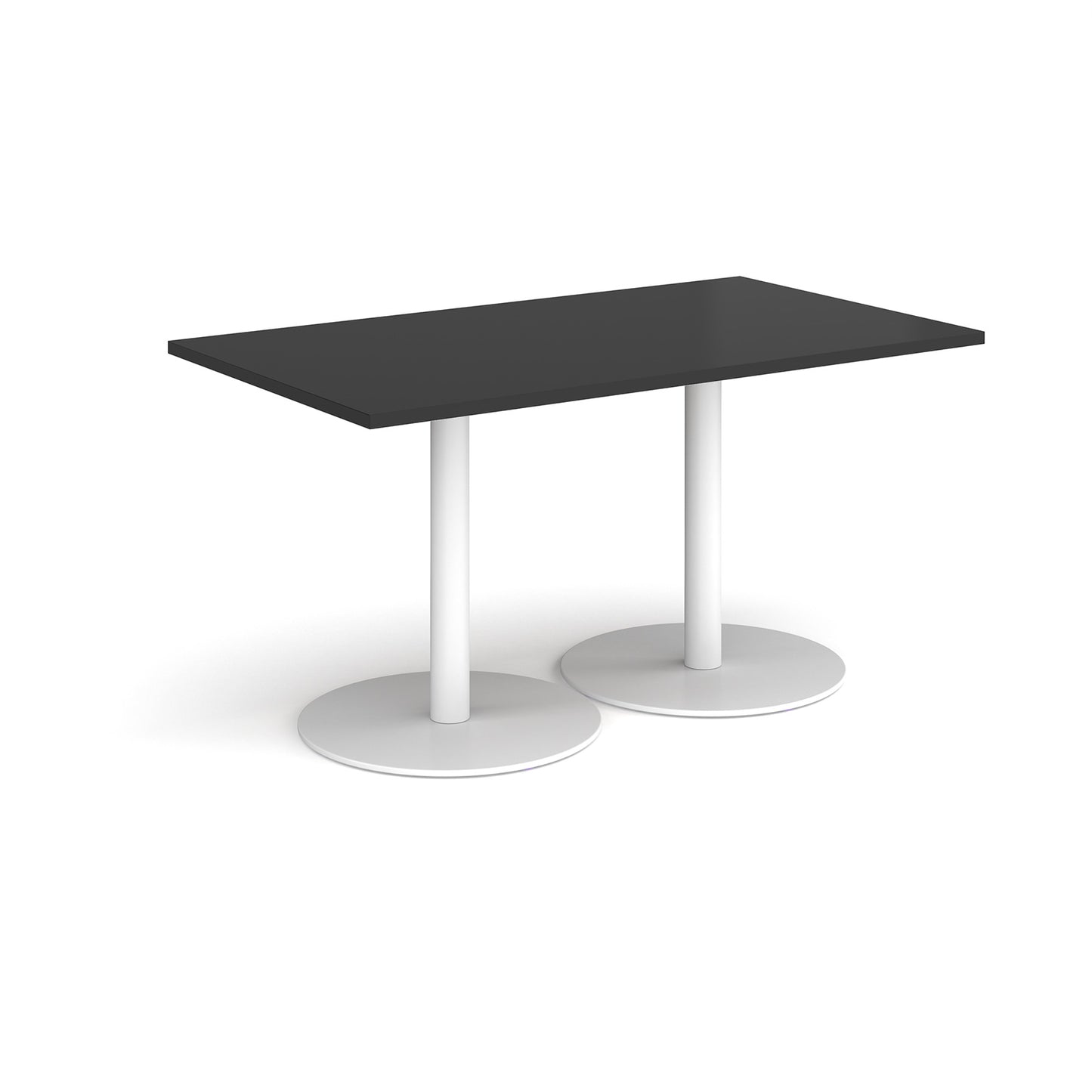 Monza rectangular dining table with flat round bases - MDR1400-WH-BK