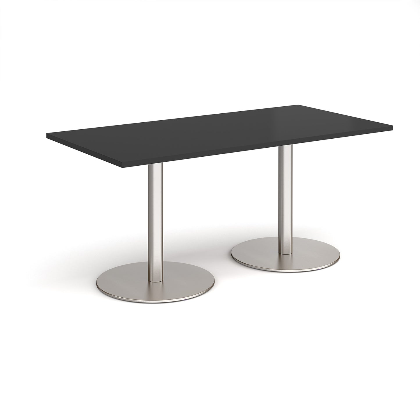 Monza rectangular dining table with flat round bases - MDR1600-BS-BK