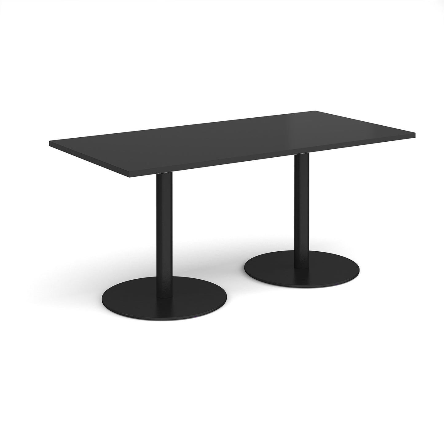 Monza rectangular dining table with flat round bases - MDR1600-K-BK