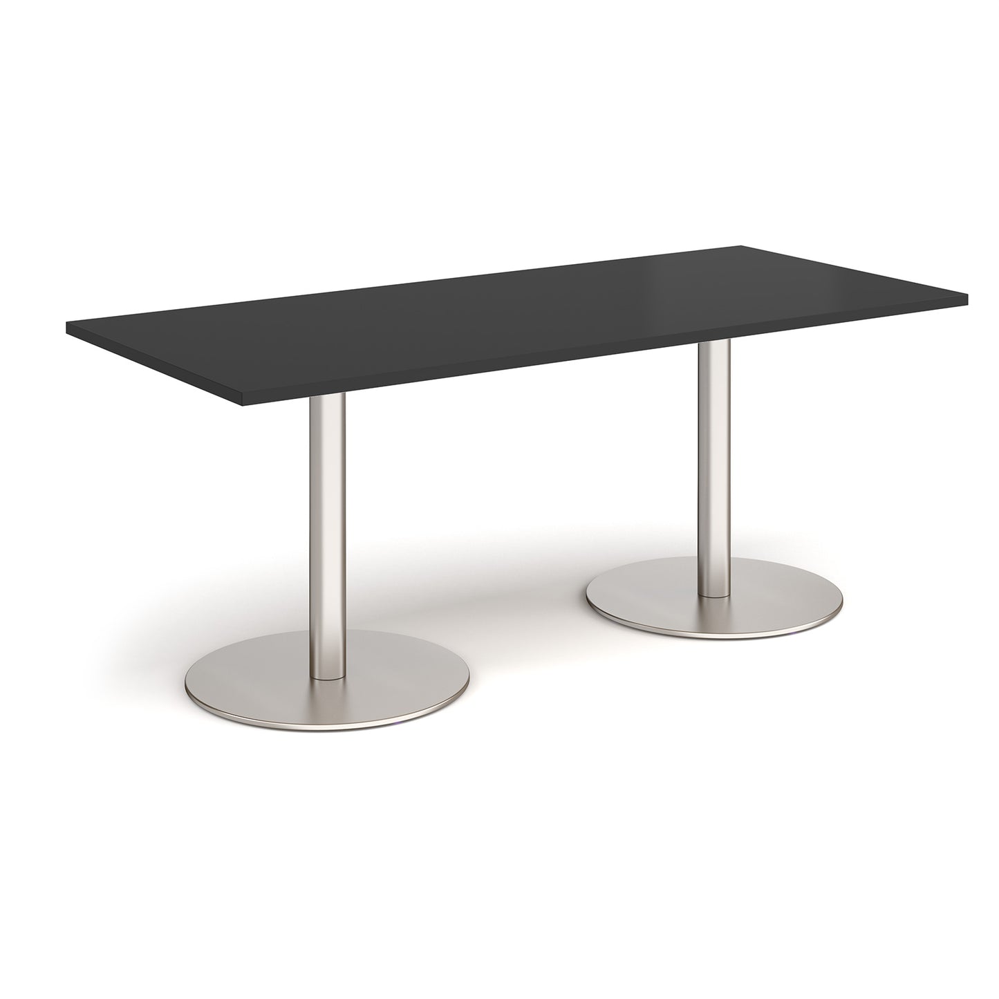Monza rectangular dining table with flat round bases - MDR1800-BS-BK