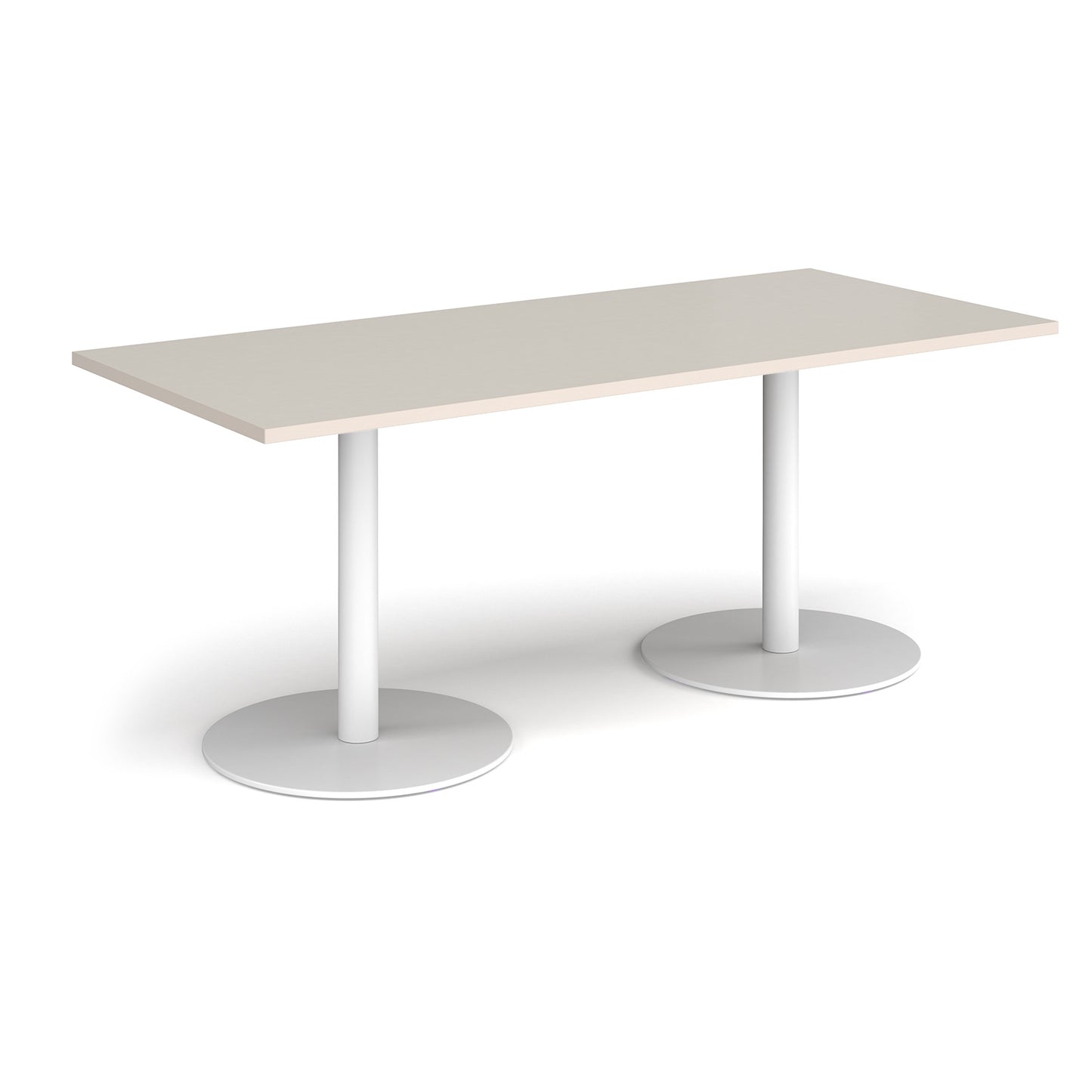 Monza rectangular dining table with flat round bases - MDR1800-WH-LG