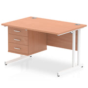 Impulse 1200mm Cantilever Straight Desk With Single Fixed Pedestal